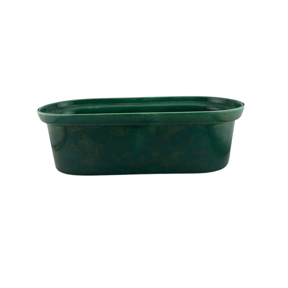 Sierra Columbia Glazed Ceramic Planter Green‎ Oval Vintage USA Decor